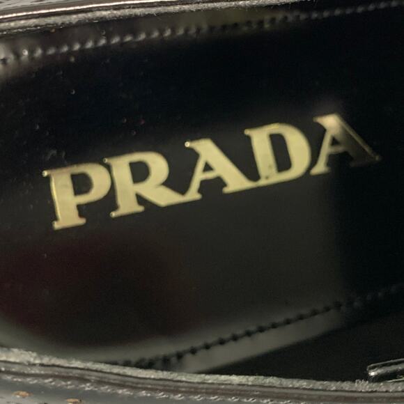 PRADA Size 9 Black Perforated Leather Lace Up Lace Up Shoes main image 6